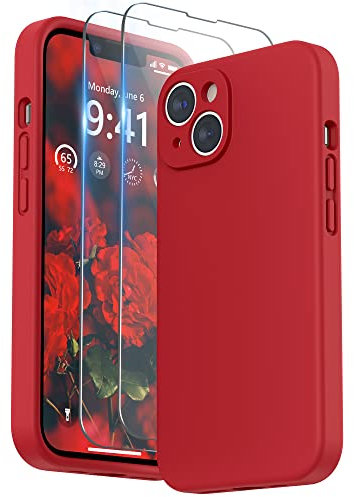 SURPHY Compatible with iPhone 14 Plus Case with Screen Protector, Liquid Silicone Individual Protection for Each Lens Shockproof Thickened Rubber for iPhone 14 Plus 6.7 inch 2022, Red