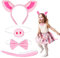 Fennoral 4tlg Schwein Ohren Stirnband Kinderkostüm Schweineohr mit Fliege Schweinenase Schwanz Ferkel Cosplay für Kindergeburtstag Karneval Halloween Fasching Party