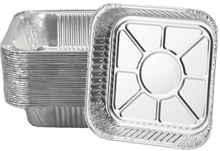Antihaftbeschichtete Einweg-Luftfritteuse, Aluminiumfolie, quadratisch, 50 Stück, öldichte Aluminiumfolie, Blechdose, auch für Dampfkorb, Instant Pot Ofen und Grill (20,3 x 20,3 cm, quadratisch)