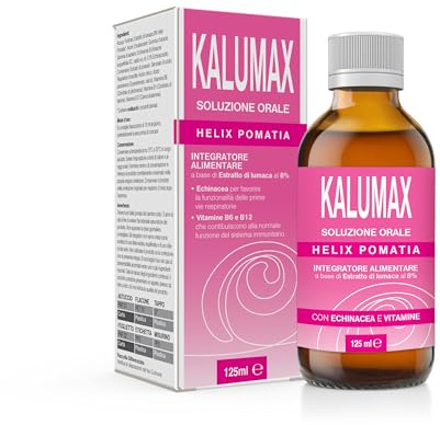Kalumax Sciroppo Tosse Adulti e Bambini 125 ml Fluidificante Mucolitico per Tosse Secca e Grassa, Catarro e Mal di Gola con Estratto di Lumaca, Echinacea e Vitamine Azione Lenitiva Gusto Lampone