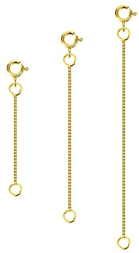 ALEXCRAFT Gold Necklace Chain Extenders, 3 Pcs 14K 925 Sterling Silver Bracelet Extension Necklace Extender Chains Extenders Spring Clasp for Jewellery Making 2 3 4 Inches