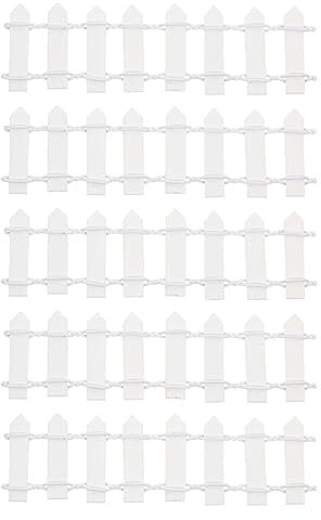 KOMBIUDA Lot de 10 clôtures de jardin féérique, clôture miniature, décoration de gâteau pour travaux manuels, décoration de gâteau, décoration de gâteau, résine synthétique, clôture blanche pour