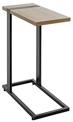 HAKU Beistelltisch C-Form Eiche schwarz Metall Spanplatte praktischer Couchtisch Sofatisch - Maße: B 24 x H 64 x T 49 cm Style: Modern