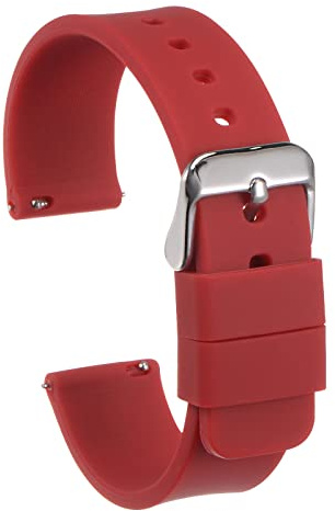 sourcing map Bracelet de Montre Silicone 20mm Largeur Souple Dégagement Rapide Caoutchouc Remplacement Montre Bande avec Inox Acier Boucle pour Homme Femme, Foncé Rouge