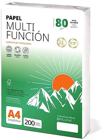 Ofituria Kopierpapier, DIN A4, 80 g/m2, 200 Blatt, Mehrzweckpapier für Laser- und Tintenstrahldrucker, Kopierer, Bürobedarf, Schulbedarf, Packung zu 200 Blatt, 80 g