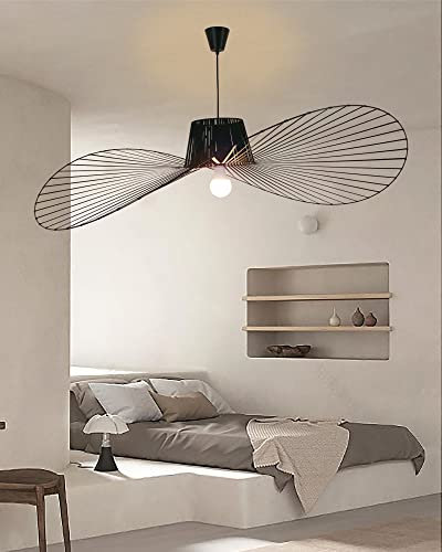 TJSC Vertigo Lampe Schwarz 140cm Vertigo Pendelleuchte Wohnzimmer, E27 LED Kronleuchter Retro Vertigo, Glasfiberstahl + Polyurethan Vintage Hut Hängeleuchte, Modern Kronleuchter Höhenverstellbar