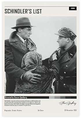 QUNAN Filmposter Schindlers Liste, Poster, Leinwand, Poster, ungerahmt: 30 x 45 cm