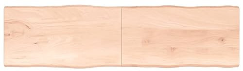 TANZEM Tischplatte 220x60x4 cm Massivholz Eiche Unbehandelt Baumkante, Arbeitsplatte, Holzplatte, Schreibtischplatte, Waschtischplatte, Küchenarbeitsplatte