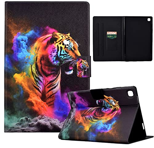 LSPCASA Protettiva Case Compatibile Con iPad 10.2 / iPad 9th Gen / 8th Gen / 7th Gen Stand Cover iPad 9 Generazione Con Slot Per Carte Custodia iPad 9 Generazione Colore Tigre