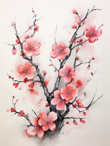 Taxpy Quadri su tela formato Ramo di fiori di pesco in fiore,40 * 60cm Quadro decorativo da parete in tela stampato, decorazione per casa, ufficio