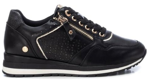 XTI - Zapatilla Mujer Negro - Calzado Cómodo y Versátil - Moda Casual - Modelo 14223404 (Talla 38)