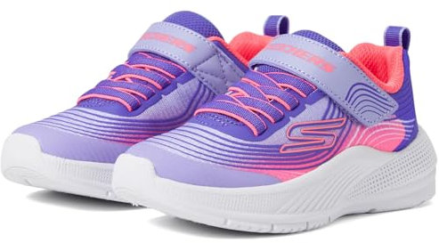 Skechers Sneaker Microspec Advance Bambina, Lavanda/Rosa fluo, 12 Little Kid