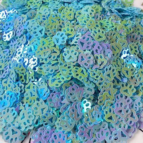 Cat Paw Glitter Confetti Nails Case Making Accessories Stickers DIY Decorations Sequins Slim Fillings-Aquamarine-20g 7mm