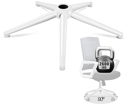Sytopia 60 cm Drehkreuz Ersatz für Bürostuhl, verstärktes Metall-Fußkreuz für Schreibtischstuhl, Universal-Rollen- und Gasfedergröße, Muschelweiß
