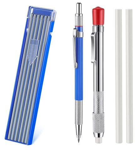 ROYALEAD Mechanischer Zimmermannsbleistift Eingebauter Spitzer, Mechanische Baubleistifte mit Nachfüllungen und Specksteinbleistift