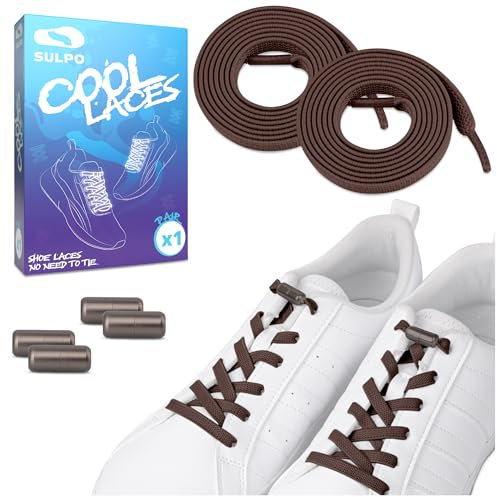 SULPO 2 Pares Cordones elásticos - Cordones planos sin atar - Cordones coloridos de cierre rápido - cordones zapatillas deporte - cordones elasticos niños - atacadores elasticos