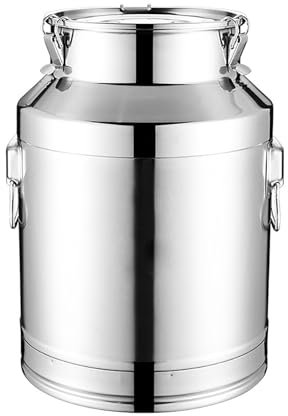 Adima Lata de transporte de leche con sello de 5L/9L, cubo de leche de acero inoxidable con espiga, recipiente de té de barril de almacenamiento sólido líquido con tapa sellada de silicona,9L