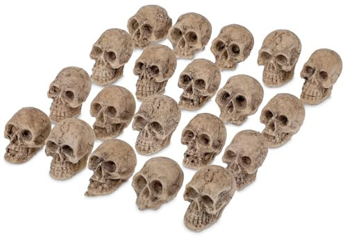 Andibro 20 Stück Totenkopf-Set aus Harz, Mini Deko Totenkopf Figuren Halloween Skelett Dekoration Mini Harz Schädel Modell Schädelköpfe für Halloween DIY Deko Garten Topfpflanze Blumentopf