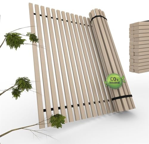 TUGA - Holztech Rollrost Buche Lattenrost 100 x 190 cm 28 Leisten, 22mm bis 650kg unbehandeltes Buchenholz unserer Wälder