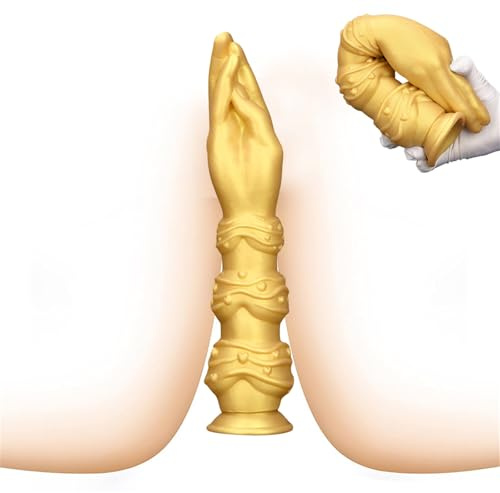 ZTHBYSB Silikon Super Weich Hand Dildo Realistischer Big Faustdildo mit Starkem Saugnapf Klassischer Fisting-Dildos Analdildo für Vaginal ＆ Anal G-Spot Masturbator Penis Sex Toys für Lesben,Gold,25cm