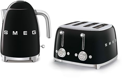 Smeg EEJB265 50’s Style Retro Range Breakfast Set Kettle and Toaster, 1.7 liters, Black