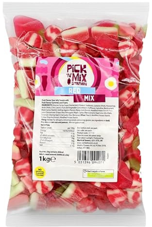 Bonds of London Pick 'n' Mix Station Red Mix, 1 kg (Pack of 1) | Large Retro Chewy Sweets