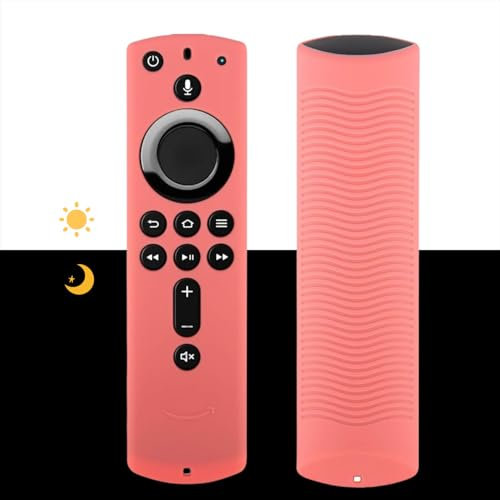Remote Cover Cae for 4K, Protective Silicone Holder Lightweight [Anti Slip] ShockProof for 3rd Gen Glow in The Dark(Glow Pink)