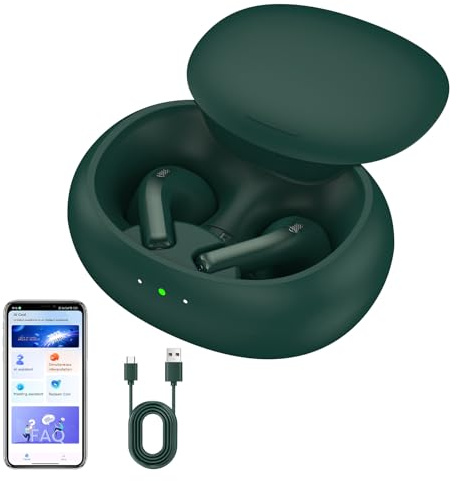 Irishom Kabellose Übersetzungs-Ohrhörer, Echtzeit-KI-Übersetzer-Ohrhörer für 2-System-Smartphones, Audio-zu-Text-Aufnahme mit einem klick, Geräuschunterdrückung