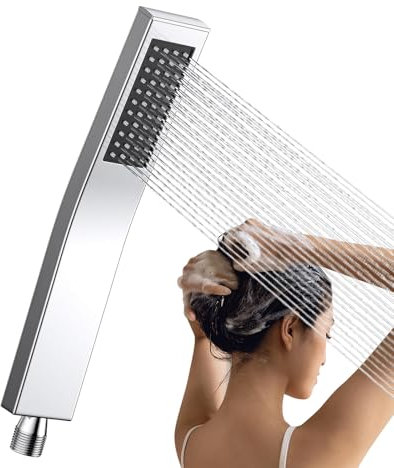 FULHANY Doccino,Cornetta Doccia,Soffione Doccia Quadrato,Raccordo G 1/2 Per La Maggior Parte Dei Tubi Doccia, Con Ugello In Silicone Autopulente, Da Pulire Per Il Bagno Di Casa