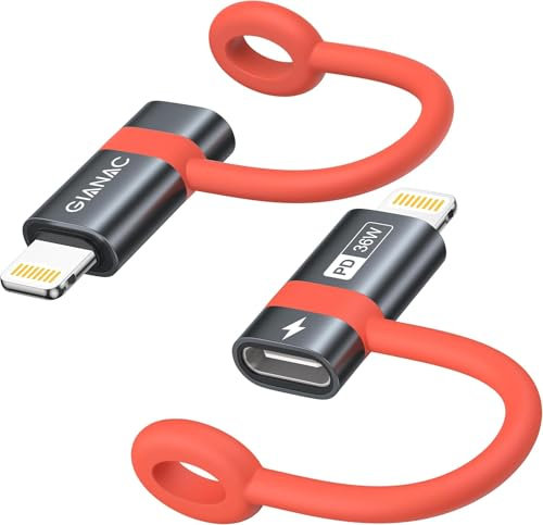 GIANAC USB C to Lightning Adapter 36W (2Pack) USB C Female to Lightning Male Adapter,Supports PD Fast Charging for iPhone 14 13 12 11 12 Pro Max iPad Pro,Not for Audio/OTG
