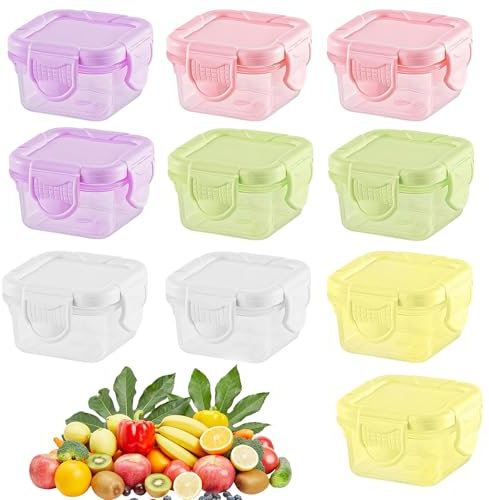 OMJMYY 10 Stück Kleine Dosen mit Deckel Plastik 60ml,Kleine Tupperdosen mit Deckel,Mehrweg,Gefrierdosen Klein,für Obst Salatdressing Marmelade Gewürze Saucen
