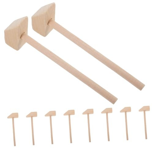 ibasenice Wooden Mallets Set of 10 Mini Hammers for Children Handmade Educational Toys for Party Favors Classroom Learning