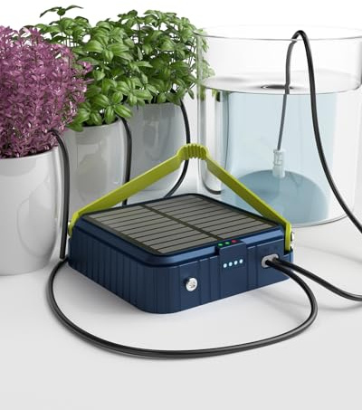 Solar Tropfbewässerungssystem für Garten, Automatisches Bewässerungsset für Topfpflanzen, Balkon, Pflanzenbett und Gewächshaus Gartenbewässerungssatz (Blau)