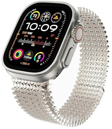 FZXCG Para Apple Watch Band Ultra 2 1 49mm 46mm 45mm 44mm 40mm 41mm 42mm Correa Milanis para IWatch Series 10 9 8 7 6 5 4 Se Pulsera Correa correas de reloj(Starlight,38/40/41MM)
