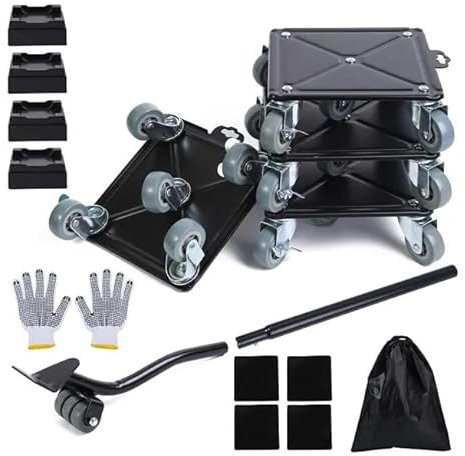 AEMEC Transportador para Mover Muebles Pesados con Ruedas, Muy Resistente, Materiales, 600 kg, Ruedas para Muebles, Elevador Muebles 360° Ruedas Giratorias, Elevador de Muebles,