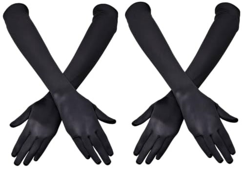 FENGCHUANG 2 Paar Ellenbogen Lange Satin Handschuhe, 1920s Handschuhe für Damen für Classic Oper, Maskerade, Cosplay-Kostüme, Halloween