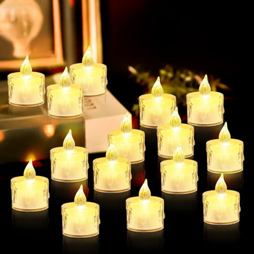 BORDEAG Led Teelichter, 24 Stück Flammenlose Led, Crystal Flameless Candle Light, Flammenlose Teelichter, Led-Kerzen, Led Kerzen Für Hochzeiten, Weihnachtsdekor, Halloween (2)