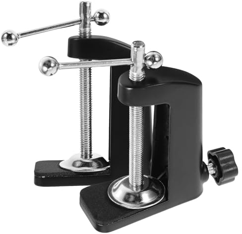 CONGARTENO 2 Stück Verstellbare Mikrofon Tischklemme aus Aluminium Robuste Halterung für Smartphone und Tablet Stabile Desktop Clip Klemme für Mikrofonständer und Tischplatten bis Mittlere
