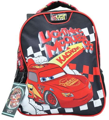 Disney Cars Kinder-Rucksack mit 2 Fächern, niedlicher Rucksack, Vorschul-, Tagesrucksack, Kindergartentasche, leicht und langlebig, Autos Lightning McQueen Design