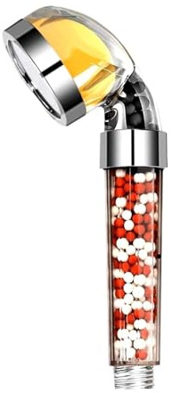 Pommeau de douche aromatique haute pression, Filtration parfum Spa portatif, pomme bain, filtre à perles minérales anions Pour Eau Dure(Lemon yellow)
