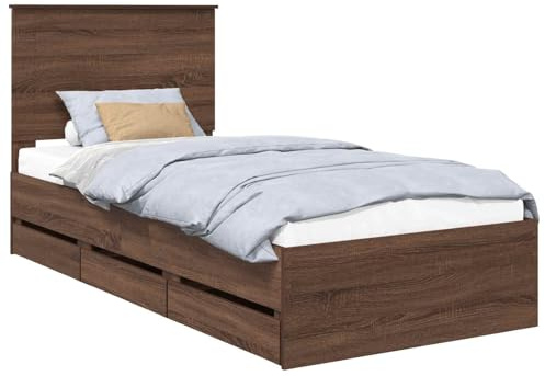 vidaXL Bettrahmen Braun Eichen-Optik 100 x 200 cm Ingenieurs Holz