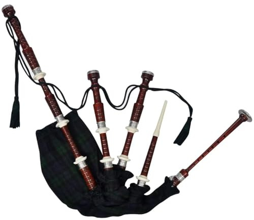 Domary Set di Cornamusa Royal Steward in Tartan Rosso Great Highlands per Principianti o Studenti (Verde)