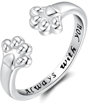 Bewenda Ring Damen - Umarmung/Katzenpfote/Tropfen Umarmungsringe für Damen Mädchen, Verstellbare Offen Ringe Silber mit Gravur, Freundschaftsringe Hug Ring mit Zirkonia, Mode Geschenk für Frauen