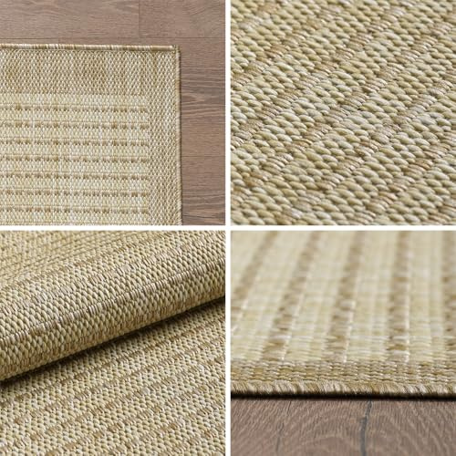 KADIMA DESIGN Balkonteppich Einfarbig Schlicht Witterungsbeständig Waschbar Langlebig Strapazierfähig Rund Beige 160x160 cm Küche Balkon Terrasse Oeko-TEX Fußbodenheizung geeignet | Oriana