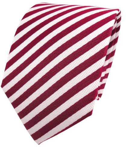 TigerTie Designer Seidenkrawatte in rot rubinrot weiß gestreift