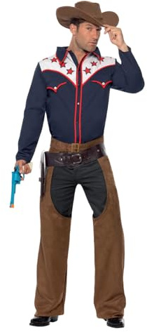 Smiffys, Herren Rodeo-Cowboy Kostüm, Hemd, Chaps und Hut, 22664