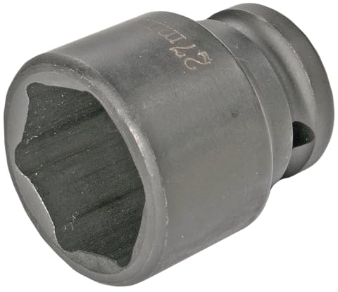 SW-Stahl 07832L Impact-Steckschlüsseleinsatz 1/2 Zoll, 27 mm, Kurz | Schlagschrauberfester Sechskant-Einsatz aus Chrom-Molybdänstahl, brüniert, mit Kugel-Rille und Bohrung