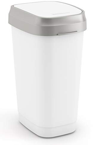Kis Dual Swing Poubelle Plastique Blanc/Gris 25 L 26 x 37,5 x 48,5 cm