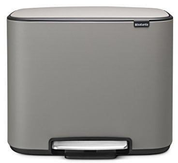 Brabantia Bo Pedal Bin - 36L Inner Bucket (Mineral Concrete Grey) Waste Kitchen Bin - Soft Closing Lid