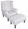 Chesterfield Ohrensessel mit Hocker Weiss Kaminsessel Lesesessel gepolster Fernsehsessel fha002 Palazzo Exklusiv